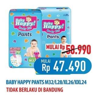 Promo Harga Baby Happy Body Fit Pants M32, L28, XL26, XXL24 24 pcs - Hypermart