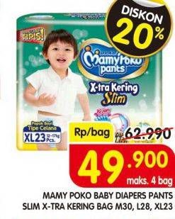 Promo Harga Mamy Poko Pants Xtra Kering Slim Tidak Gembung M30, L28, XL23  - Superindo