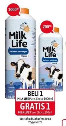 Promo Harga MILK LIFE Fresh Milk Cokelat, Murni 1000 ml - Alfamidi