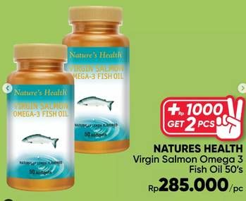 Promo Harga Natures Health Virgin Salmon Omega-3 Fish Oil 50 pcs - Guardian