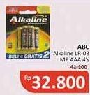Promo Harga ABC Battery Alkaline LR03/AAA 4 pcs - Alfamidi