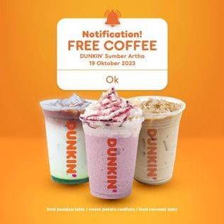 Promo Harga Free Coffee  - Dunkin Donuts