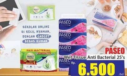 Promo Harga PASEO Cleansing Wipes Anti Bacterial 25 sheet - Hari Hari