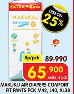 Promo Harga Makuku Comfort Fit Diapers Pants M42, L40, XL38 38 pcs - Superindo