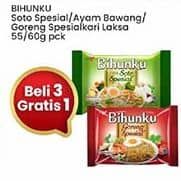 Promo Harga Bihunku Bihun Instan Soto Spesial, Ayam Bawang, Goreng Spesial, Kari Laksa 55 gr - Indomaret