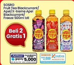 Promo Harga Sosro Fruit Tea Blackcurrant, Apple, Xtreme Apple + Blackcurrant, Freeze 500 ml - Indomaret