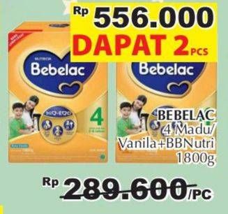 Promo Harga BEBELAC 4 Susu Pertumbuhan Madu, Vanila per 2 box 1800 gr - Giant