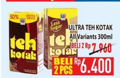 Promo Harga Ultra Teh Kotak All Variants 300 ml - Hypermart