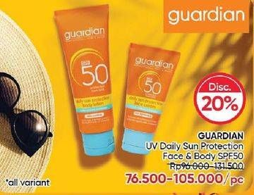 Promo Harga GUARDIAN UV Daily Sun Protection Face & Body SPF50  - Guardian