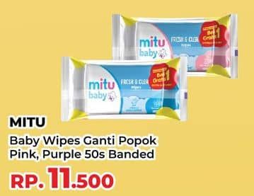 Promo Harga Mitu Baby Wipes Ganti Popok Pink Sweet Rose, Purple Playful Fressia 50 pcs - Yogya