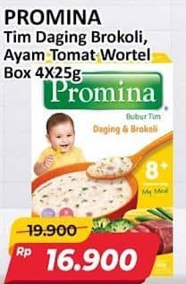 Promo Harga Promina Bubur Tim 8+ Daging Brocoli, Ayam Kampung Tomat Wortel 100 gr - Alfamart
