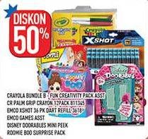 Promo Harga CRAYOLA Crayons/Palm Grip Crayon/EMCO Xshot Dart Reffil/Emco Games/Disney Doorables Mini/Roomie Boo Supprise  - Hypermart