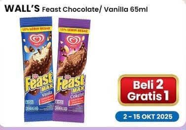 Promo Harga Walls Feast Chocolate, Vanilla 65 ml - Indomaret