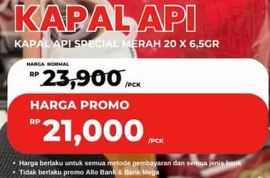 Promo Harga Kapal Api Kopi Bubuk Special per 20 sachet 6 gr - Carrefour