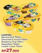 Promo Harga Campina Ice Cream Banana Split, Chocolate Vanilla Choco Chunk, Blueberry Choco Chunk, Neapolitan, Cookie Creamy 700 ml - Yogya