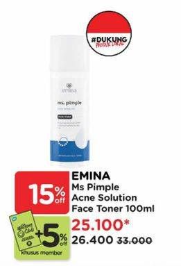 Promo Harga Emina Ms Pimple Face Toner Acne 100 ml - Watsons