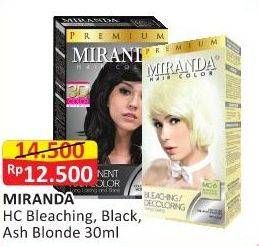 Promo Harga MIRANDA Hair Color Premium Bleaching, Natural Black, Ash Blonde 30 ml - Alfamart