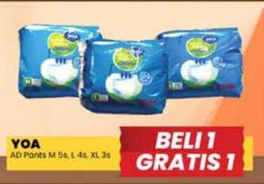 Promo Harga YOA Adult Diapers Pants L4, M5, XL3 3 pcs - Yogya