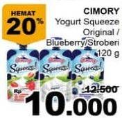 Promo Harga CIMORY Squeeze Yogurt Original, Strawberry, Blueberry 120 gr - Giant