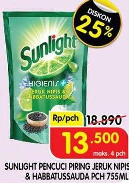 Promo Harga SUNLIGHT Pencuci Piring Higienis Plus With Habbatussauda 755 ml - Superindo