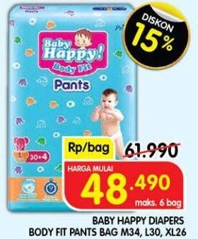 Promo Harga Baby Happy Body Fit Pants M34, L30, XL26 26 pcs - Superindo