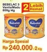 Promo Harga BEBELAC 3 Susu Pertumbuhan Madu, Vanila 800 gr - Indomaret