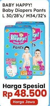 Promo Harga Baby Happy Body Fit Pants M32, M34, L28, L30 28 pcs - Indomaret