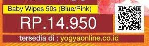 Promo Harga YOA Baby Wipes Blue, Pink 50 pcs - Yogya