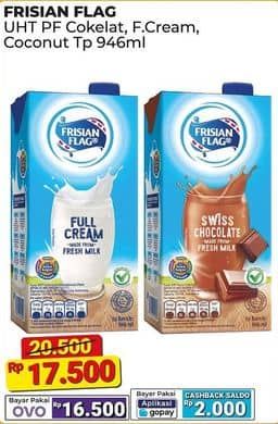 Promo Harga Frisian Flag Susu UHT Purefarm Swiss Chocolate, Full Cream, Coconut Delight 946 ml - Alfamart