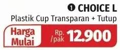 Promo Harga CHOICE L Plastik Cup Transparan Tutup  - Lotte Grosir