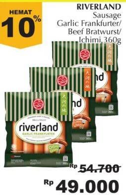 Promo Harga Riverland Sausage Garlic Frankfurter, Beef Bratwurst, Ichimi 360 gr - Giant