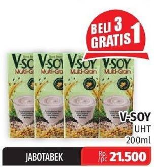 Promo Harga V-SOY Soya Bean Milk Multi Grain 200 ml - Lotte Grosir