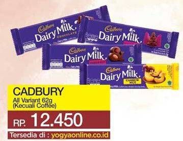 Promo Harga CADBURY Dairy Milk Kecuali Coffee 62 gr - Yogya