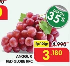 Promo Harga Anggur Red Globe RRC per 100 gr - Superindo