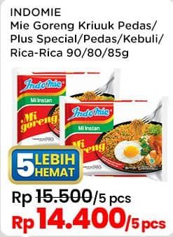 Promo Harga Indomie Mi Goreng Kriuk Pedas, Spesial Plus, Pedas, Kebuli, Sambal Rica Rica 80 gr - Indomaret