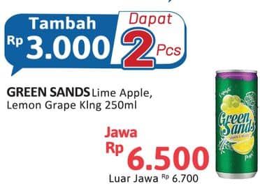 Promo Harga Green Sands Minuman Soda Lime Apple, Lemon Grape 250 ml - Alfamidi