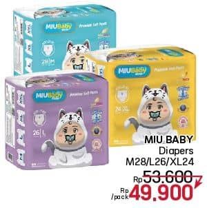 Promo Harga MIU Baby Premium Soft Pants Popok Celana Kecuali M28, Kecuali L26, Kecuali XL24 24 pcs - LotteMart