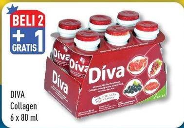 Promo Harga DIVA Minuman Collagen High Vit. E per 6 botol 80 ml - Hypermart