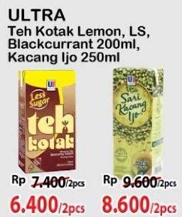 Promo Harga Ultra Teh Kotak Lemon, Less Sugar, Blackcurrant 300 ml - Alfamart