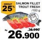 Promo Harga Salmon Fillet Trout per 100 gr - Giant