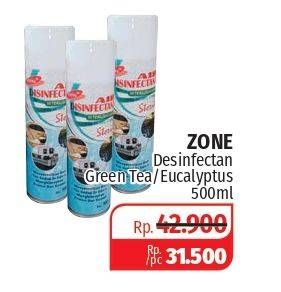 Promo Harga ZONE Disinfectan Eacalyptus, Green Tea 500 ml - Lotte Grosir