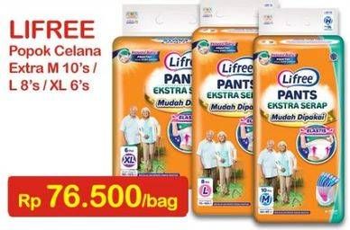 Promo Harga Lifree Popok Celana Ekstra Serap M10, L8, XL6  - Indomaret