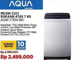 Promo Harga Aqua AQW-77DH | Mesin Cuci Top Load 7 kg BK  - COURTS