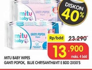 Promo Harga MITU Baby Wipes Blue per 2 pouch 50 pcs - Superindo