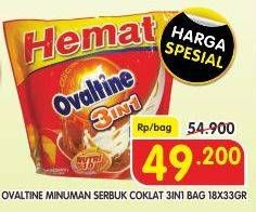 Promo Harga OVALTINE 3 In 1 per 18 sachet 33 gr - Superindo