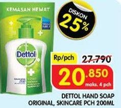 Promo Harga Dettol Hand Wash Anti Bakteri Original, Anti Bakteri Skincare 200 ml - Superindo
