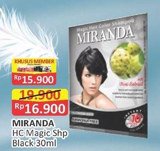 Promo Harga MIRANDA Hair Color Shampoo Black 30 ml - Alfamart