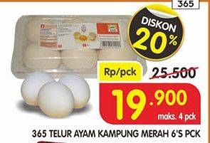 Promo Harga 365 Telur Ayam Kampung Merah 6 pcs - Superindo