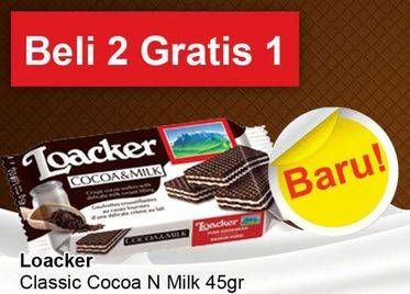 Promo Harga LOACKER Wafer Classic Cocoa N Milk 45 gr - TIP TOP