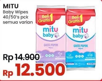 Promo Harga Mitu Baby Wipes Ganti Popok All Variants 50 pcs - Indomaret